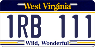 WV license plate 1RB111