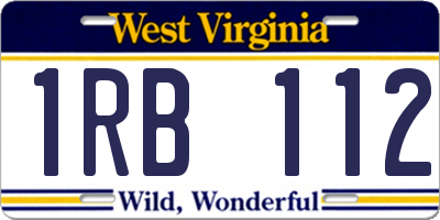 WV license plate 1RB112