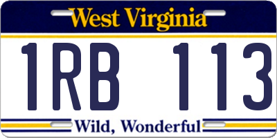 WV license plate 1RB113