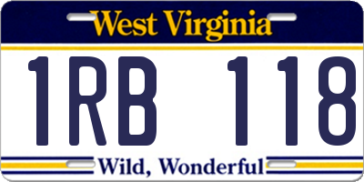 WV license plate 1RB118