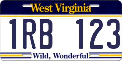 WV license plate 1RB123