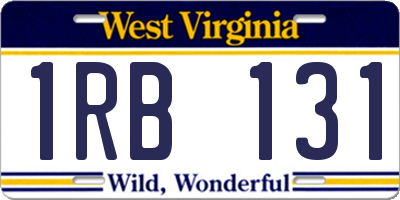 WV license plate 1RB131