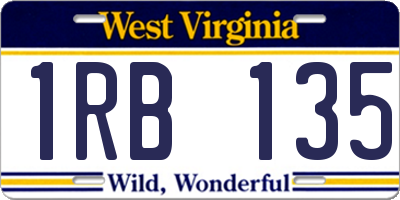 WV license plate 1RB135