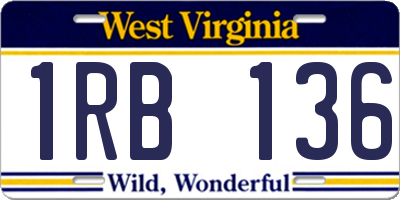 WV license plate 1RB136
