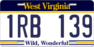 WV license plate 1RB139