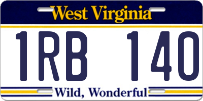 WV license plate 1RB140