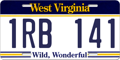 WV license plate 1RB141