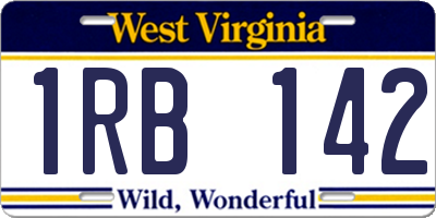 WV license plate 1RB142