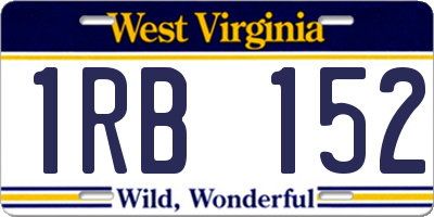 WV license plate 1RB152