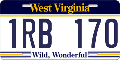 WV license plate 1RB170