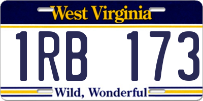WV license plate 1RB173