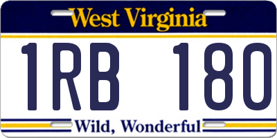 WV license plate 1RB180