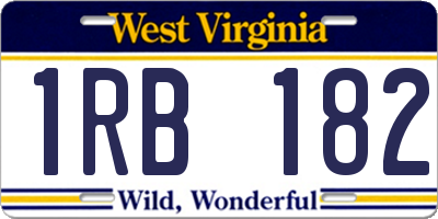 WV license plate 1RB182