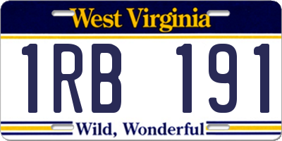 WV license plate 1RB191