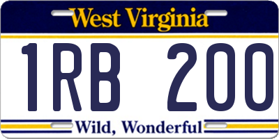 WV license plate 1RB200