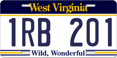WV license plate 1RB201