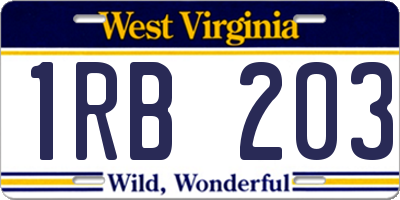 WV license plate 1RB203