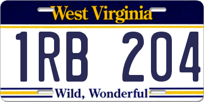 WV license plate 1RB204