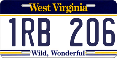 WV license plate 1RB206