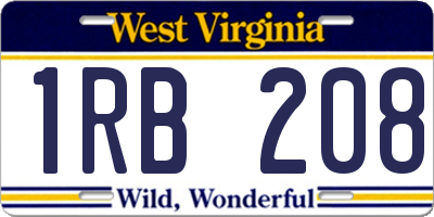 WV license plate 1RB208