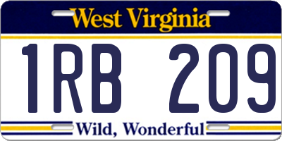 WV license plate 1RB209