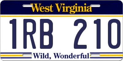 WV license plate 1RB210