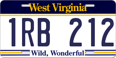 WV license plate 1RB212