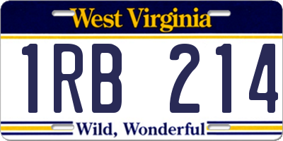 WV license plate 1RB214