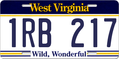 WV license plate 1RB217