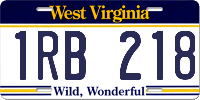 WV license plate 1RB218