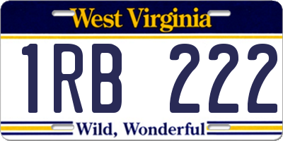 WV license plate 1RB222