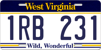 WV license plate 1RB231