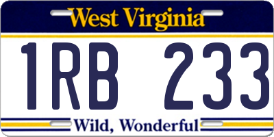 WV license plate 1RB233