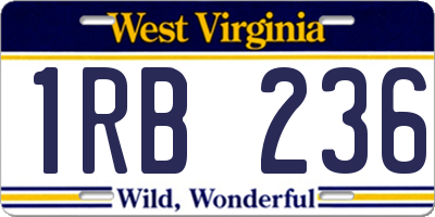 WV license plate 1RB236