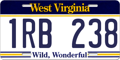 WV license plate 1RB238