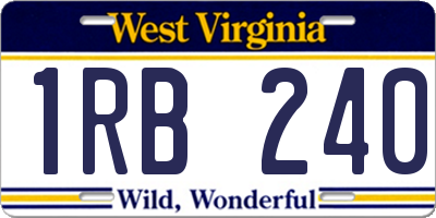 WV license plate 1RB240
