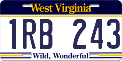 WV license plate 1RB243
