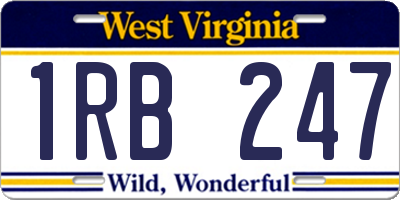 WV license plate 1RB247