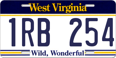 WV license plate 1RB254