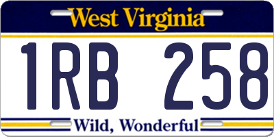 WV license plate 1RB258