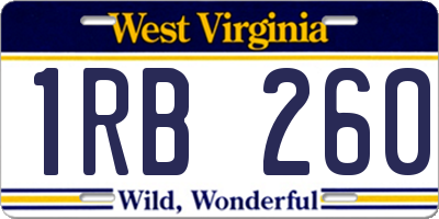 WV license plate 1RB260