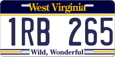 WV license plate 1RB265