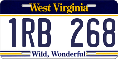 WV license plate 1RB268