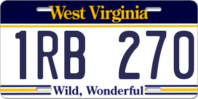 WV license plate 1RB270
