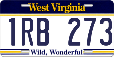 WV license plate 1RB273