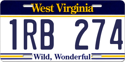 WV license plate 1RB274