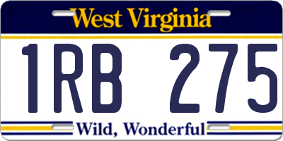 WV license plate 1RB275