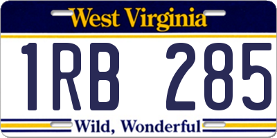 WV license plate 1RB285