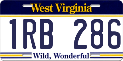 WV license plate 1RB286