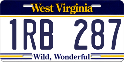 WV license plate 1RB287